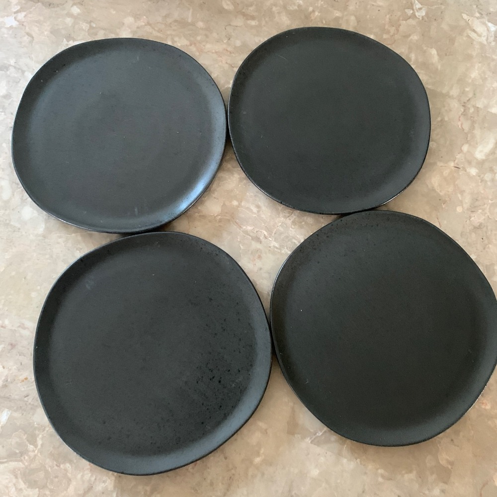 Threshold Houlton Earthenware Matte Black Salad Plates Set of 4 Speckled 8.25"